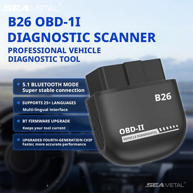 Máy quét SEAMETAL B26 Obd2 Bluetooth 5.1 Công cụ chẩn đoán ô tô chuyên nghiệp Đầu đọc mã lỗi động cơ