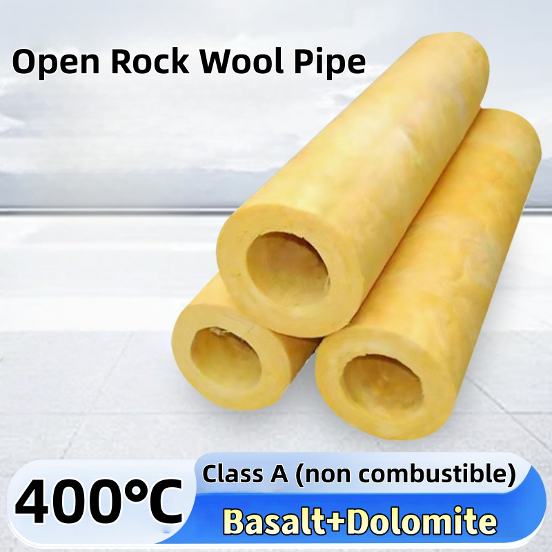 Rock Len Ống Thủy Tinh Len Ống Hơi Nồi Hơi Ống Cách Nhiệt Chống Cháy Chịu Nhiệt Độ Cao Mở Đá Len Ống