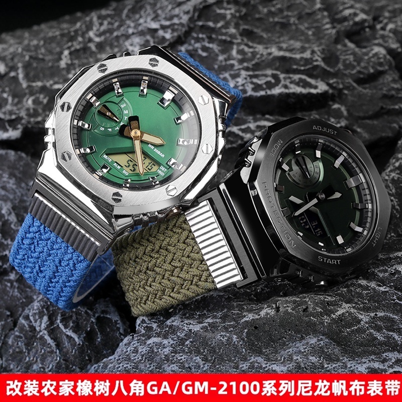 Phù Hợp Dây Đeo Đồng Hồ Bằng Vải nylon Cho casio G-Shock series farm ga-2100 / gm-2100