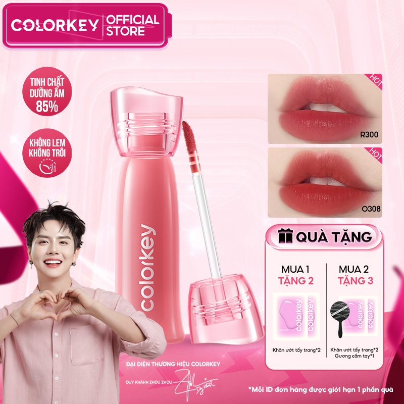 [DUY KHÁNH YÊU THÍCH] Son COLORKEY Watery Tint, Lì Mịn Nhẹ Môi, Không Dính, Lâu Trôi, Dưỡng Ẩm  2.5g
