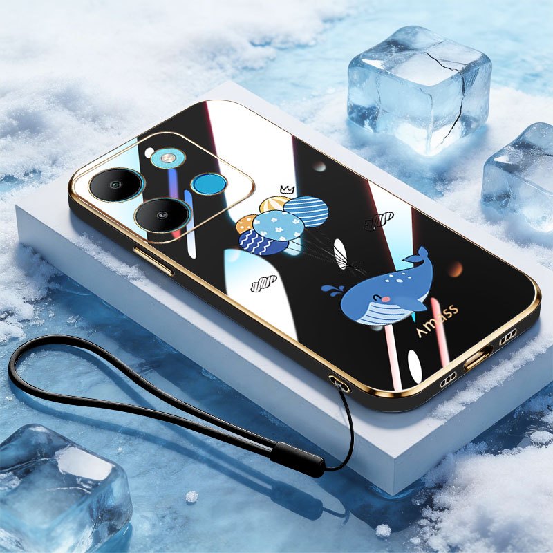 YBD Ốp Lưng Cho Redmi 15C Xiaomi POCO C85 Xiaomi 15T Pro Vỏ Mạ Điện Hoạt Hình Cá Heo Dễ Thương