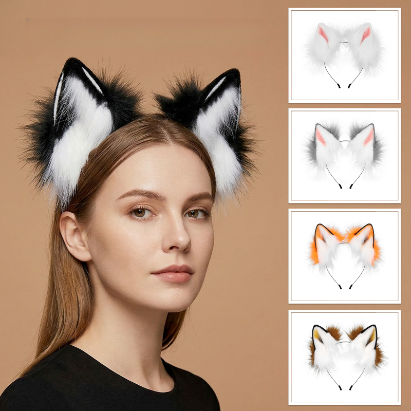 Đầu tai sói handmade mềm mại, sang trọng - Phụ kiện hóa trang lý tưởng cho Halloween hay Party Anime