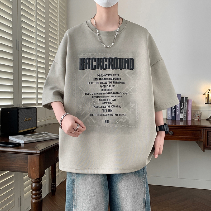 Áo nam bigsize Áo Khoác Nhật Mẫu Áo Thun Cổ Tròn Từ M Đến 8XL, Phong Cách Retro Gothic In Chữ