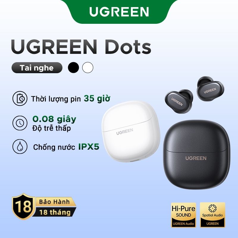 Tai nghe UGREEN Dots Bluetooth 6.0TWS Hỗ trợ 4 Mic Bộ mã âm thanh AAC / SBC Âm thanh âm thanh Hi-Pure Âm thanh không gian Âm thanh có độ trễ thấp Điều khiển ứng dụng Tai nghe không dây | BigBuy360 - bigbuy360.vn