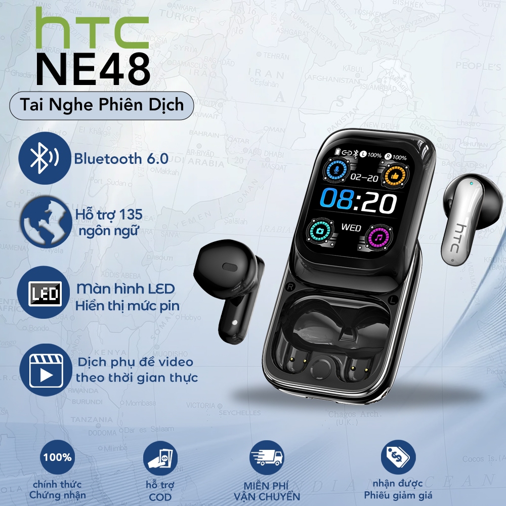 HTC NE48 AI Translator Tai nghe không dây Bluetooth 6.0 Dịch 134 ngôn ngữ, màn hình cảm ứng, khử tiếng ồn, microphon | BigBuy360 - bigbuy360.vn
