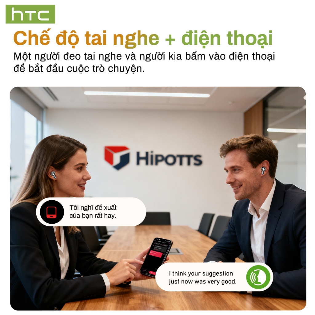 HTC NE48 AI Translator Tai nghe không dây Bluetooth 6.0 Dịch 134 ngôn ngữ, màn hình cảm ứng, khử tiếng ồn, microphon | BigBuy360 - bigbuy360.vn