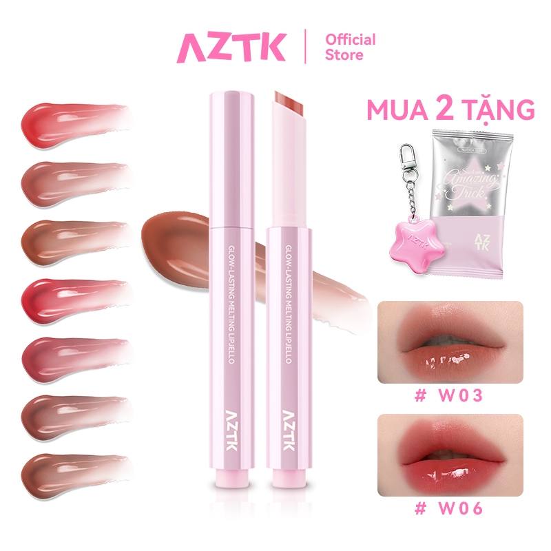 AZTK Son Thỏi Bóng Căng Bóng Mềm Môi Ẩm Mượt Tự Nhiên Màu Đẹp 1.9g