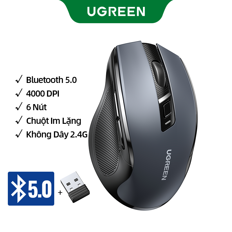Chuột không dây UGREEN 6 nút bấm 5 cấp độ DPI 4000DPI 2.4G thích hợp cho máy tính / Mac / Linux / Laptop | BigBuy360 - bigbuy360.vn