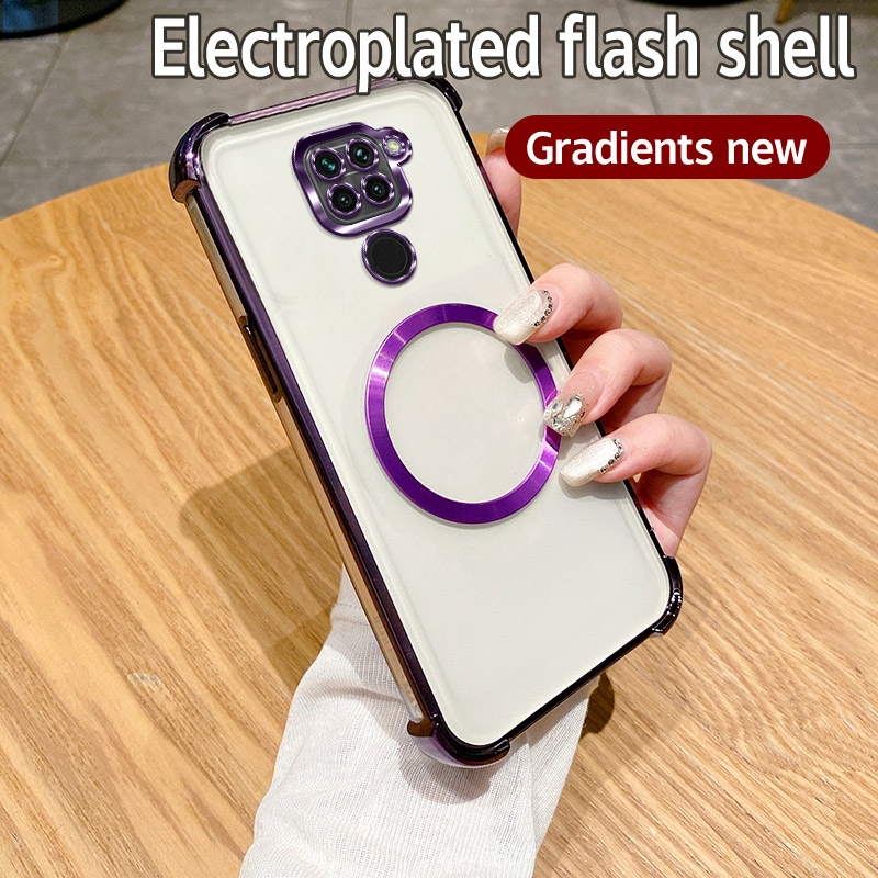 Ốp Điện Thoại Từ Tính Trong Suốt Mạ Điện Sang Trọng Cho Redmi Note 9 M2003J15SC, M2003J15SG, M2003J1