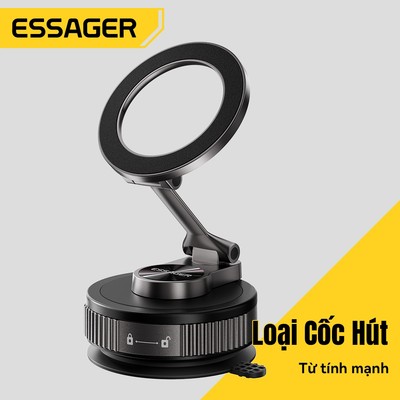 Essager Từ Tính Giá Đỡ Điện Thoại Ô Tô Nam Châm Mạnh Hút Chân Không Nhiều Góc Có Thể Điều Chỉnh 2 Đế Tùy Chọn Hút Cốc Dính Gắn