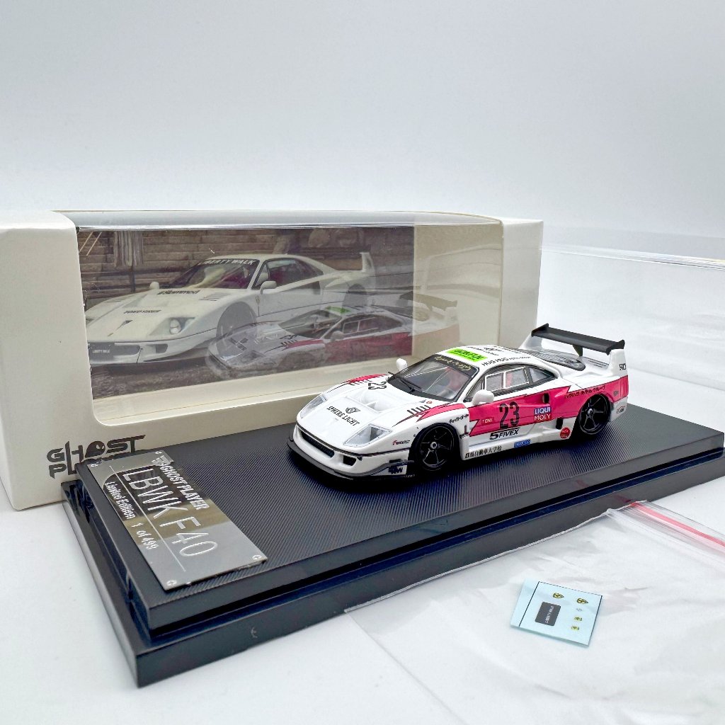 SW / Ghost Player 1 / 64 Ferrari F40 LBWK Hồng Lightning Livery Hợp Kim Diecast Xe Mô Hình