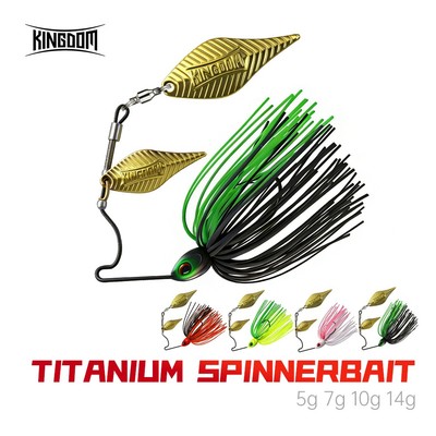 Kingdom Titanium Spinnerbait 5g/7g/10g/14g - Chống Rỉ Sét, Lưỡi Liễu Đôi Không Cần Cỏ, Thích Hợp Cá Hồi và Bass, Dùng Trong Nước Ngọt và Nước Mặn