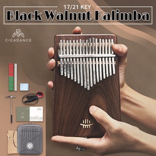 Hluru Đàn Kalimba 17 Phím/ 21 Phím Gỗ Óc Chó Đen Phụ Kiện Đầy Đủ Dễ Dàng Chơi Cho Người Mới Bắt Đầu