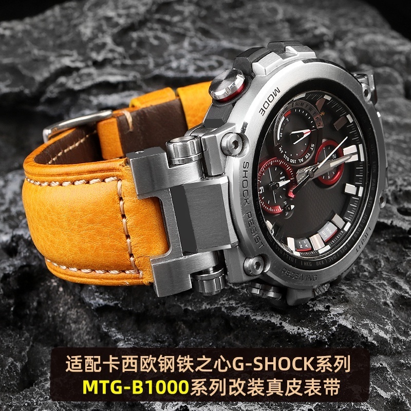Dây Đeo Bằng Da Thật Phong Cách retro Cho Đồng Hồ casio g-shock series mtg-b1000 g1000