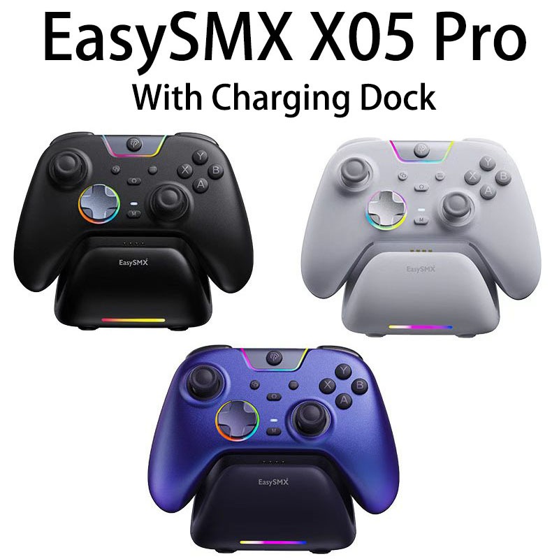 Bộ điều khiển chơi game không dây EasySMX X05 Pro có Dock Charing Tương thích với PC / Switch / Phon