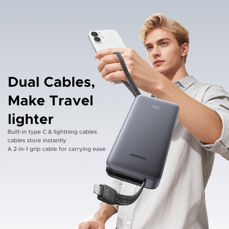 Cáp tích hợp UGREEN 20000mAh 30W USB-C * 2 Sạc nhanh có thể sạc kép Tương thích với iPhone 17 Seies | BigBuy360 - bigbuy360.vn
