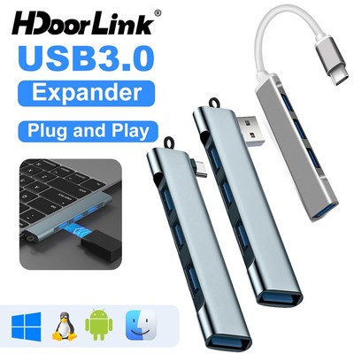 HdoorLink USB HUB 4 Cổng Bộ Chia USB C 3.0 Cho Lenovo Xiaomi Macbook Pro Sạc Truyền Dữ Liệu Kim Loại Cáp Mở Rộng
