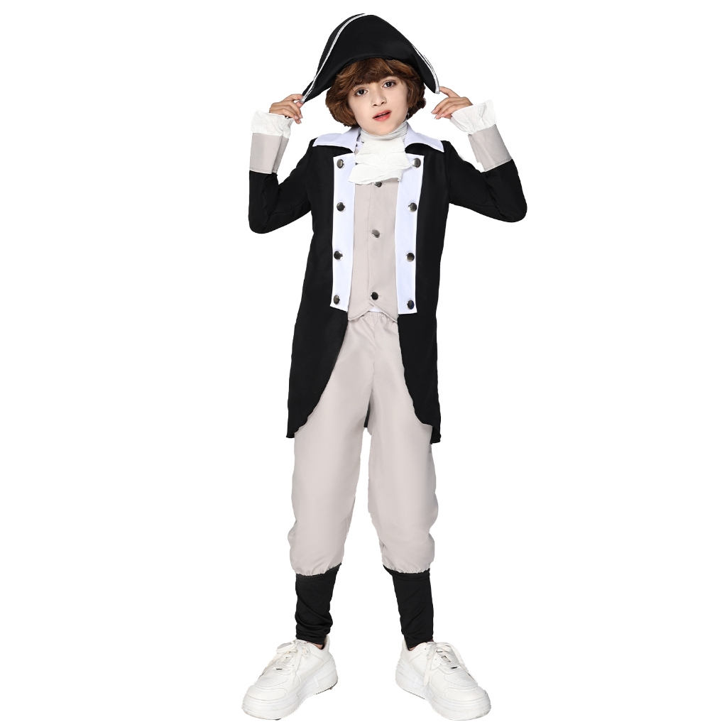 Bé Trai George Washington Trang Phục Trẻ Em Hoàng Gia Cố Vấn Cosplay Trang Phục Trẻ Em Tiệc Hallowee