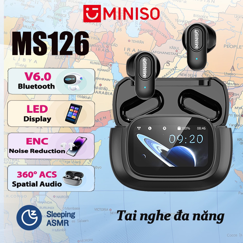 MINISO MS126 HIFI Tai nghe không dây V6.0 Tai nghe Bluetooth Tai nghe chơi game độ trễ thấp LED Cảm ứng Tai nghe chống ồn ENC | BigBuy360 - bigbuy360.vn