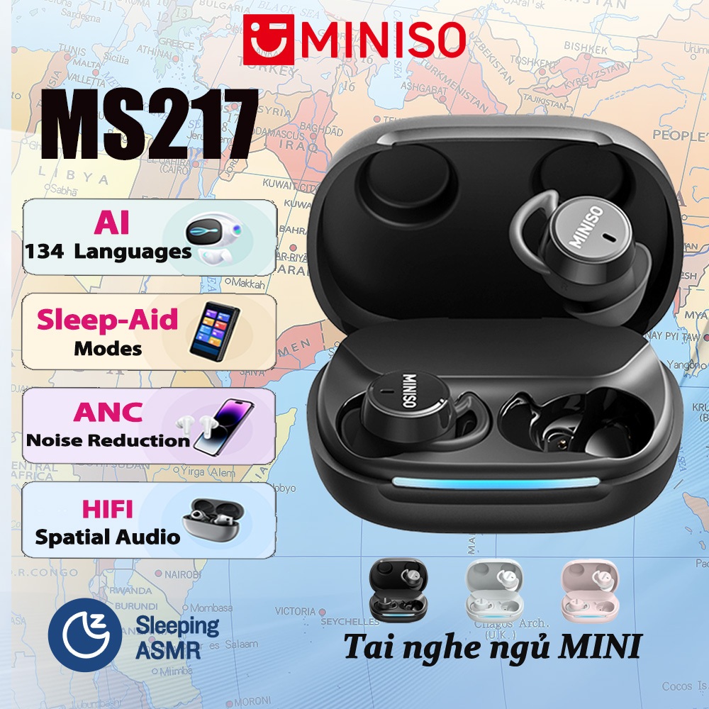 MINISO MS217 MINI Tai nghe ngủ mềm mại ANC Giảm tiếng ồn vật lý Tai nghe Bluetooth không dây Tai nghe dịch AI với nhiều chế độ ngủ | BigBuy360 - bigbuy360.vn