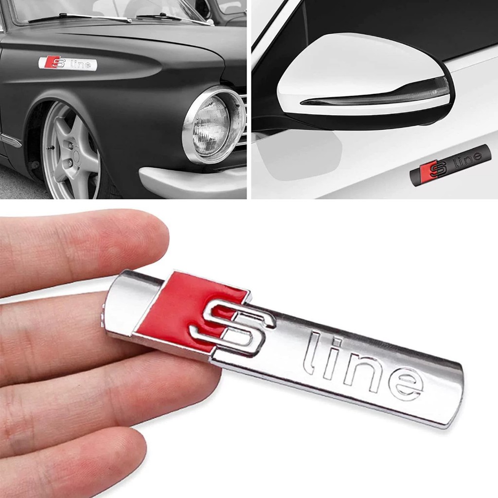 Audi Audi Audi Sline Fender Logo Ô Tô B8 B8.5 B9 A3 Q3 Q7 Q2 Q5 A6 A4 Bên Logo Xe Hơi Miếng Dán Phía