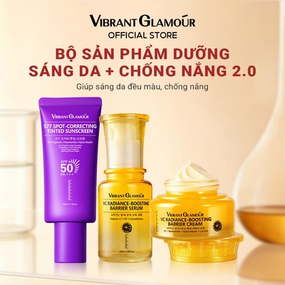 Bộ Vitamin C Hàng Ngày + Kem Chống Nắng VIBRANT GLAMOUR Làm trắng Sáng và Dưỡng ẩm 3PCS