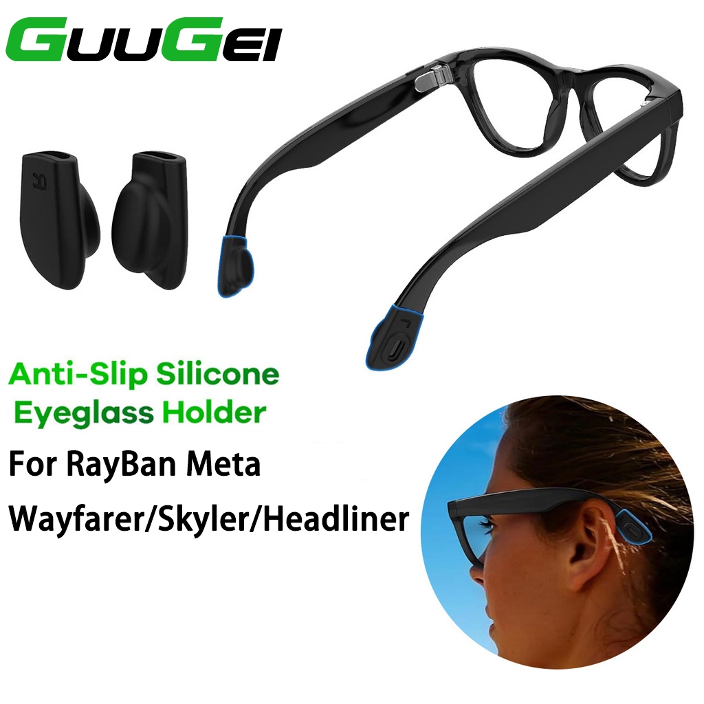 Guugei Silicone Chống Trơn Trượt Kính Mắt Tai Kẹp Tai Cho RayBan Meta Wayfarer/Skyler/Headliner