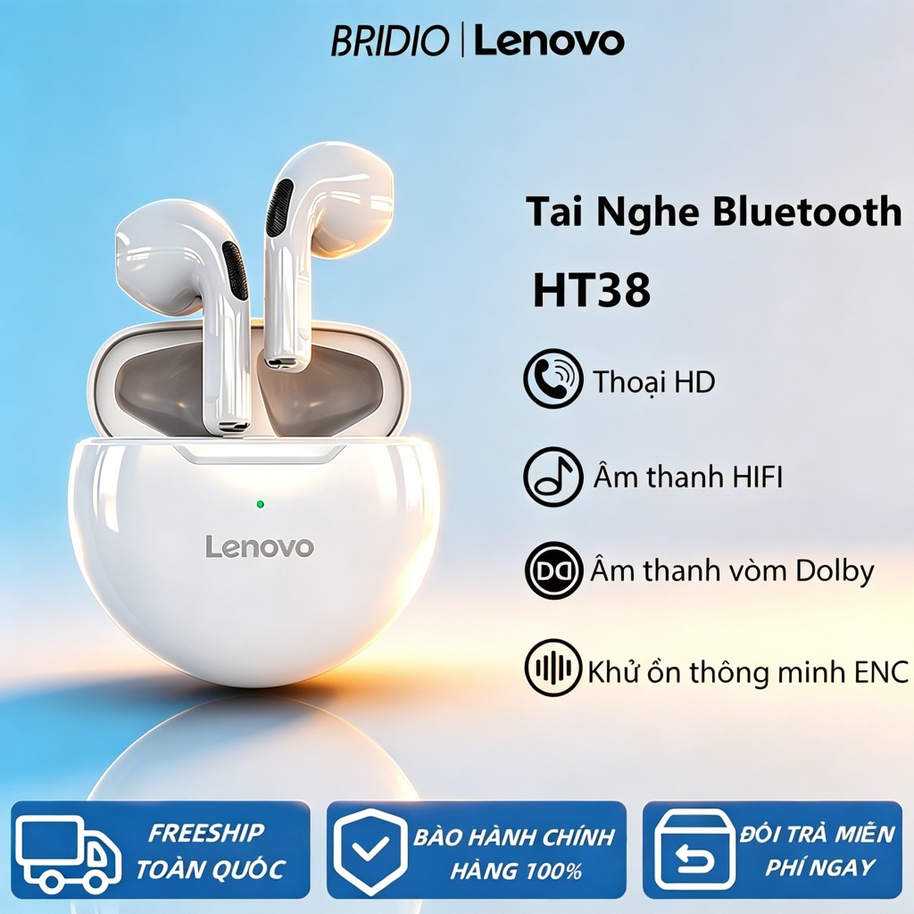 Tai Nghe Bluetooth Lenovo HT38 Chính Hãng - Âm Thanh HIFI Sống Động, Mic Khử Ồn Cuộc Gọi, Pin 15 Giờ, Thiết Kế Gọn Nhẹ | BigBuy360 - bigbuy360.vn