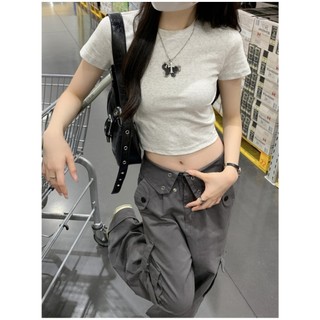 Áo thun cổ tròn ngắn in hình bướm 70543 Nữ