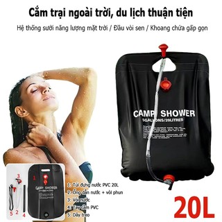 Túi Đựng Nước Tắm Năng Lượng Mặt Trời  20L – Vòi Sen Di Động Cho Dã Ngoại & Cắm Trại