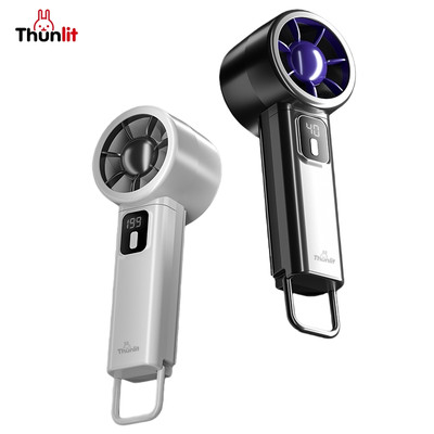 Quạt cầm tay mạnh mẽ Thunlit 199-gear Màn hình LED tốc độ cao có thể sạc lại ngoài trời Mini Di động USB Quạt bỏ túi nhỏ có Carabiner
