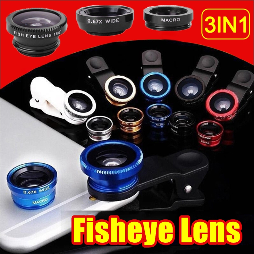 Ống kính mắt cá 3in1 Ống kính máy ảnh Micro góc rộng cho iPhone 3IN1 Zoom mắt cá Len trên ống kính đ