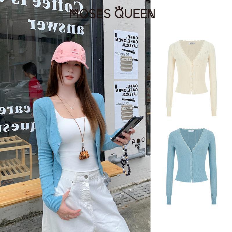 < MOSESQUEEN > Áo Len Dệt Kim Mùa Thu 2025 Phong Cách Moses Queen, Thả Lưng Nhẹ Nhàng#59968