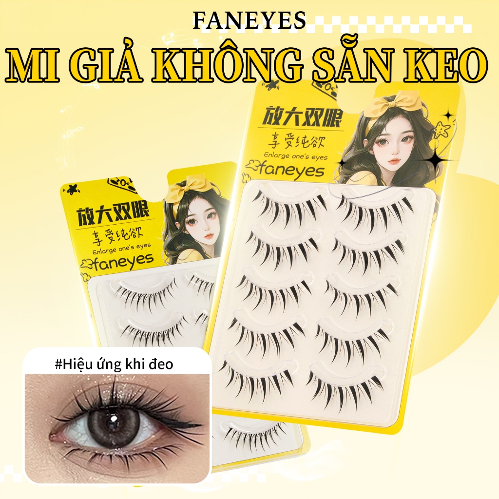 FANEYES Mi giả cần Mi giả tự nhiên Mi giả một mảnh dày dặn cong vút tự nhiên chân thực dễ dàng mang 