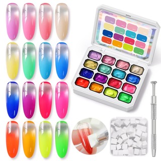 UR SUGAR 16 Màu Macaron Pat Tranh Gel Sơn Móng Tay Với Bộ Bọt Biển Móng Tay Cho gradient Dập Họa Tiết Vẽ UV LED gradient Patting Gel Bảng
