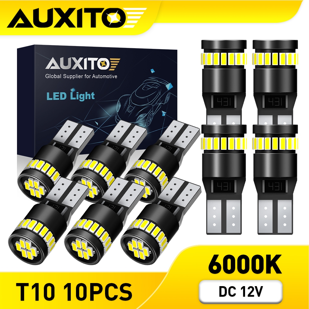 AUXITO 10 Cái T10 W5W 194 168 Đèn LED Ô Tô LED Canbus Nội Thất Ô Tô Đỗ Xe Đèn Đọc Sách T10-24H-Đen-W