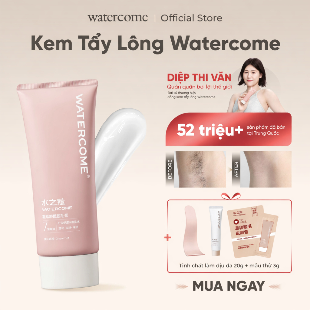 [Bán chạy] Kem tẩy lông tại nhà dịu nhẹ Watercome cho da nhạy cảm – hương bưởi hoa cam dùng cho tay chân nách bikini