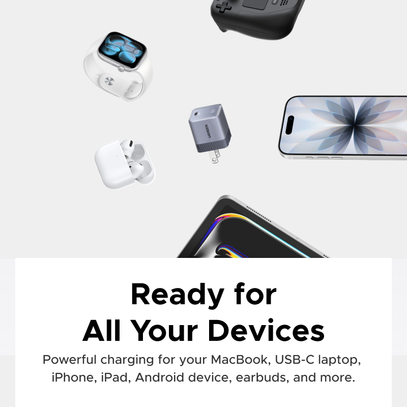 Bộ sạc nhanh UGREEN 45W Ultra-Mini Nexode Air GaN Bộ sạc tường USB-C, màu xám nhẹ gọn với cổng USB-C Tương thích cho iPhone 17 16 Pro Max Samsung S26 S25 S24 S23 Ultra | BigBuy360 - bigbuy360.vn