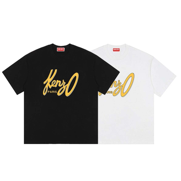 Kenzo Áo Thun Mùa Hè Bông Nguyên Chất, Thiết Kế Unisex Cổ Tròn Tay Ngắn