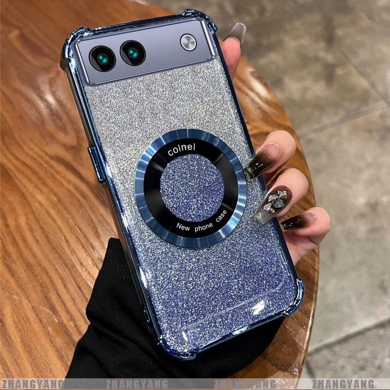 Ốp Lưng Cho Google Pixel 8 Pixel 8A Pixel 8 Pro Mạ Điện Bốn Góc Chống Rơi Bột flash Vỏ Điện Thoại Hú