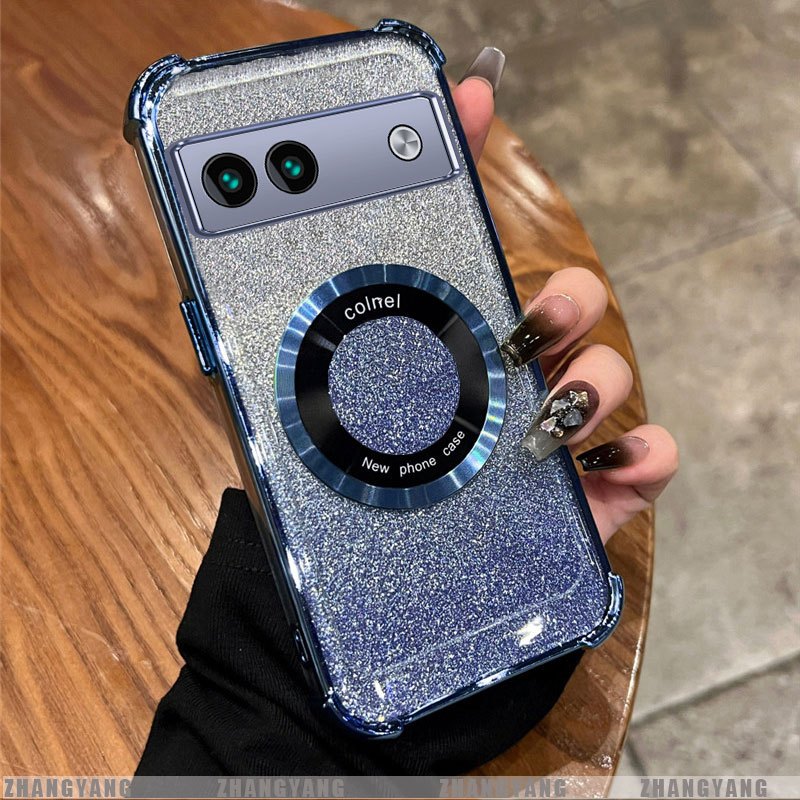 Ốp Lưng Cho Google Pixel 9 Pixel 9A Pixel 9 Pro XL Mạ Điện Bốn Góc Chống Rơi Bột flash Vỏ Điện Thoại