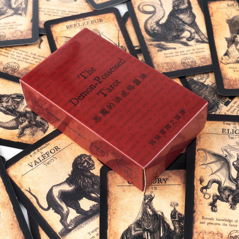 Bộ bài Tarot bị quỷ ám - Bộ bài bói toán huyền bí Goetia - 10.3 * 6cm 78 Vintage Gothic Demonology T