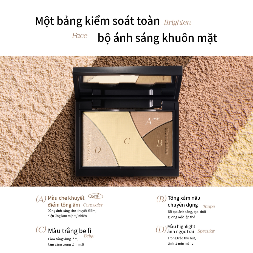 Bảng phấn tạo khối Mooekiss Quad Contouring Palette Phấn lì và phấn bắt sáng, tạo khối và định hình mũi trong cùng một sản phẩm | BigBuy360 - bigbuy360.vn