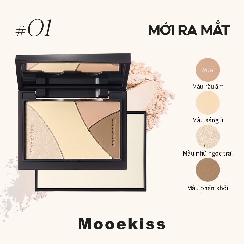 Bảng phấn tạo khối Mooekiss Quad Contouring Palette Phấn lì và phấn bắt sáng, tạo khối và định hình mũi trong cùng một sản phẩm | BigBuy360 - bigbuy360.vn