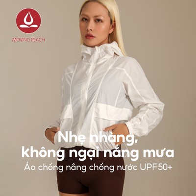 Áo khoác gió nữ chống tia cực tím UPF 50+, nhẹ và có zipper toàn phần, phù hợp chạy bộ ngoài trời