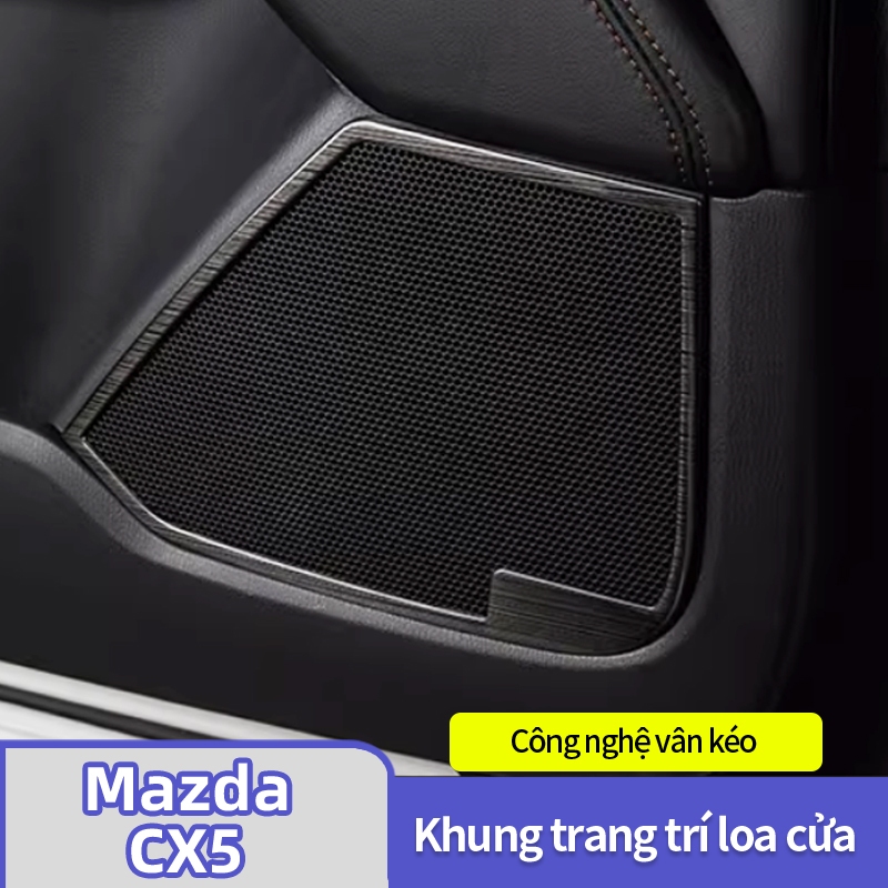 Mazda CX5 2017-2026 Thích hợp cho khung trang trí còi cửa Mazda CX5 17-26 CX5 Khung bảo vệ titan đen