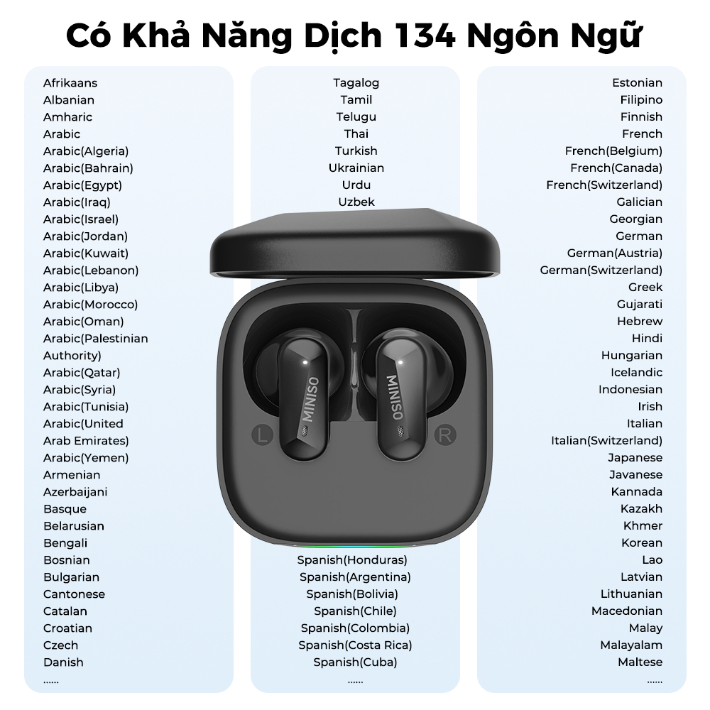 MINISO MS119 Tai nghe Bluetooth không dây HIFI có micrô kép, khử tiếng ồn AI & dịch thông minh | BigBuy360 - bigbuy360.vn