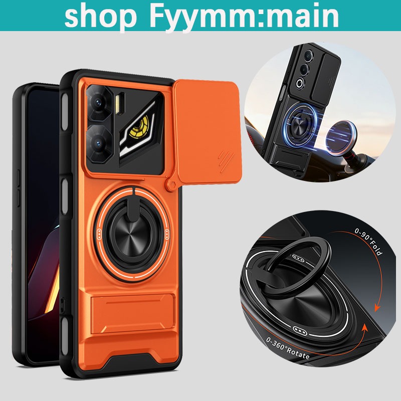 Dành Cho ZTE nubia Music 4G / Nubia NEO 3 5G Ốp Lưng Ống Kính Trượt Bao Nhựa Cứng Xoay Vòng Từ Tính 