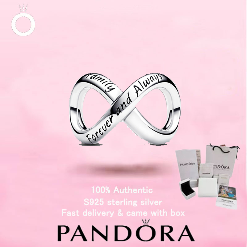 (3 100% trang sức nữ S925 Sterling Silver Forever & Always Infinity Charm