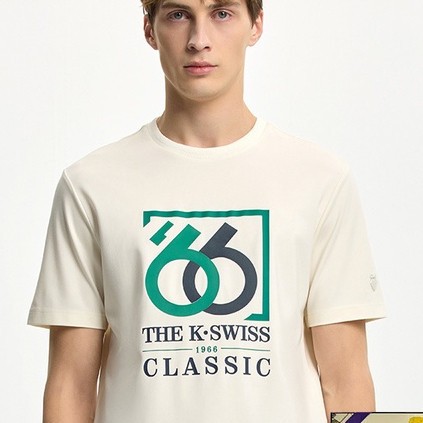 Áo thun ngắn tay in chữ thể thao cotton nguyên chất KSWISS dành cho nam